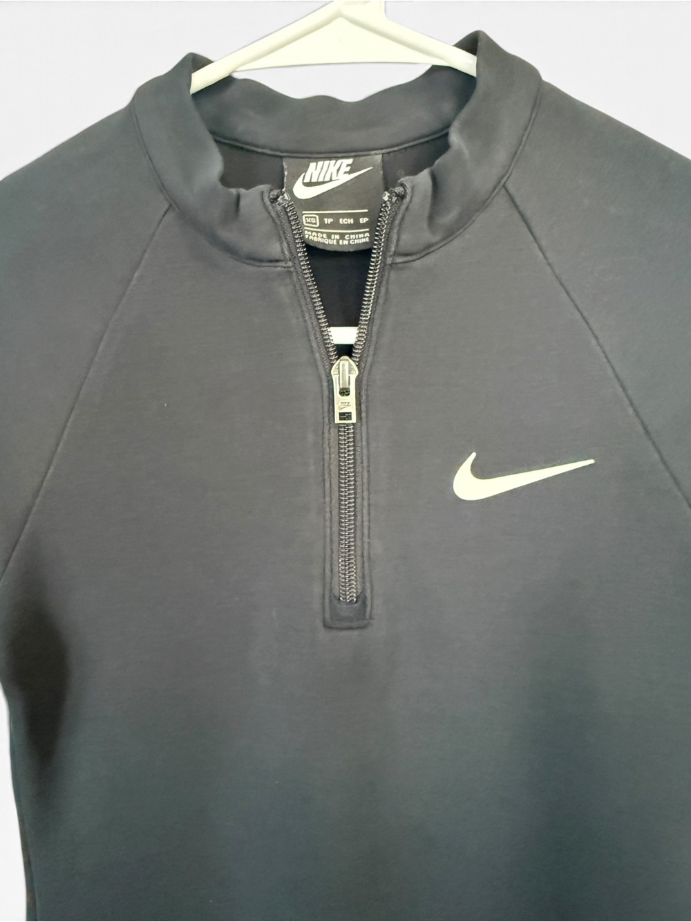 Nike Black Long Sleeve Half-Zip Sport Dress with White Swoosh - Picture 8 of 9